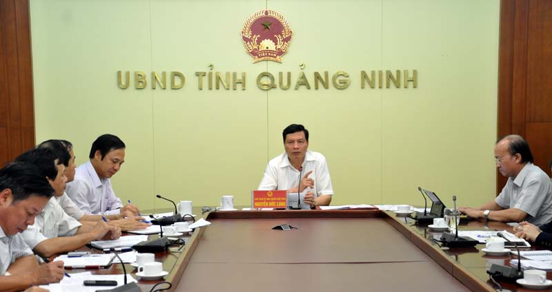 Đồng chí Nguyễn Đức Long, Chủ tịch UBND tỉnh phát biểu kết luận cuộc làm việc.