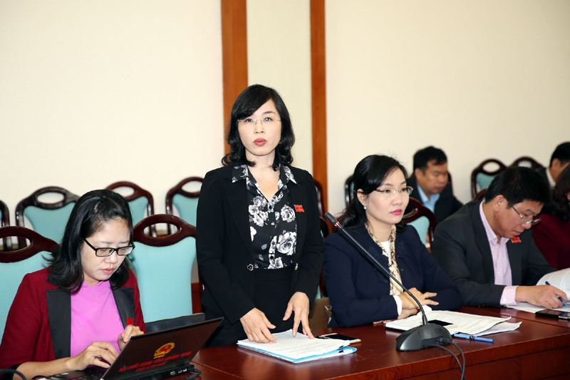 Đại biểu Trinh Thị Minh Thanh, Giám đốc Sở Tài chính góp ý kiến tại phiên thảo luận.