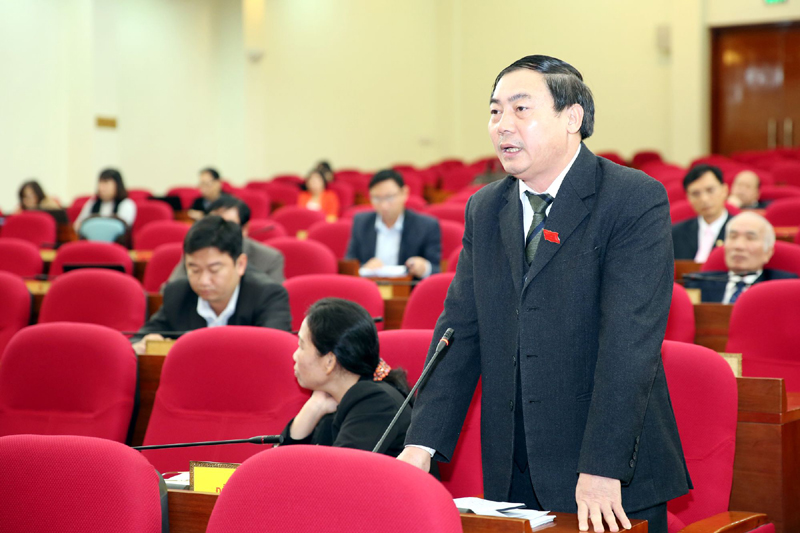 Đại biểu Đặng Bác Bắc, Chủ tịch UBND huyện Bình Liêu phát biểu tại phiên chất vấn.