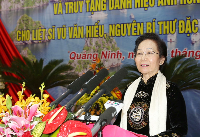 Phó Chủ tịch nước Nguyễn Thị Doan phát biểu tại buổi lễ.