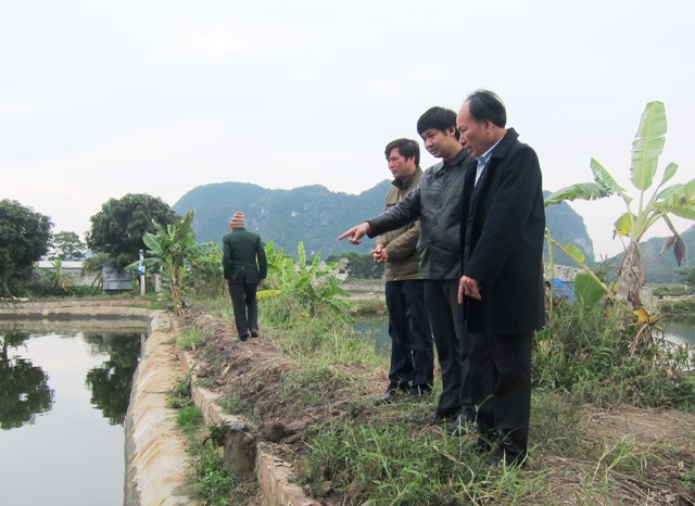 Đoàn kiểm tra của Sở NN&PTNT kiểm tra công tác phòng chống rét cho vật nuôi thủy sản tại TX Quảng Yên
