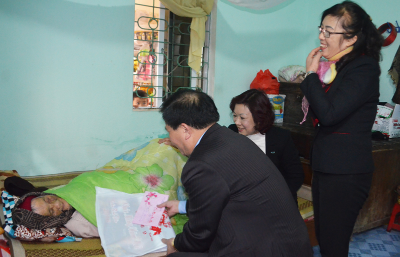 Đồng chí Phó Chủ tịch Thường trực HĐND tỉnh Nguyễn Như Hiền mong muốn Mẹ Việt Nam anh hùng Phạm Thị Y khỏe mạnh