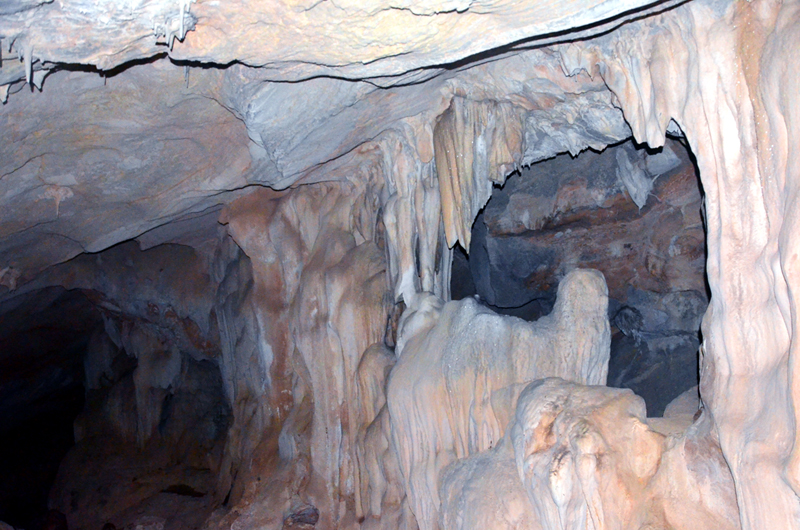 Trong hang có nhiều măng nhũ đá đẹp, lấp lánh. Đặc biệt hang có nhiều cột đá nối liền trần hang và thềm hang...