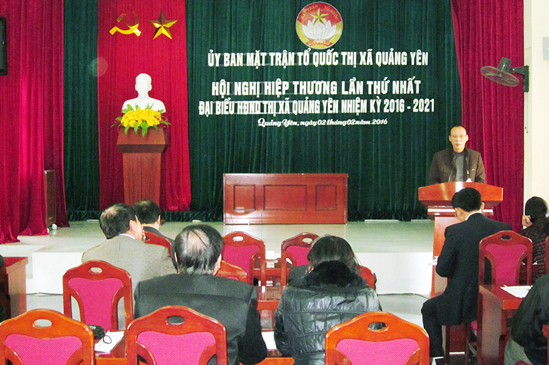 Uỷ ban MTTQ TX Quảng Yên tổ chức hội nghị hiệp thương lần thứ nhất giới thiệu đại biểu tham gia ứng cử HĐND thị xã, nhiệm kỳ 2016-2021.