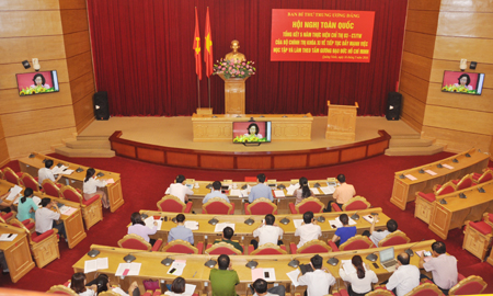 Quang cảnh hội nghị trực tuyến tại điểm cầu Quảng Ninh 