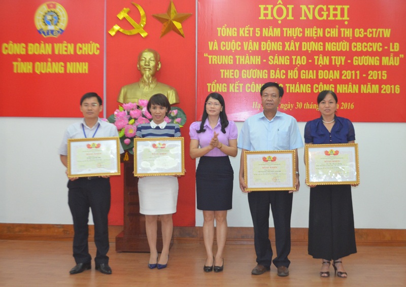 các tập thể, cá nhân được LĐLĐ tỉnh tặng Bằng khên vì đã có thành tích xuất sắc trong học tập và làm theo tấm gương đạo đức Hồ Chí Minh, 5 năm (2011-2015)