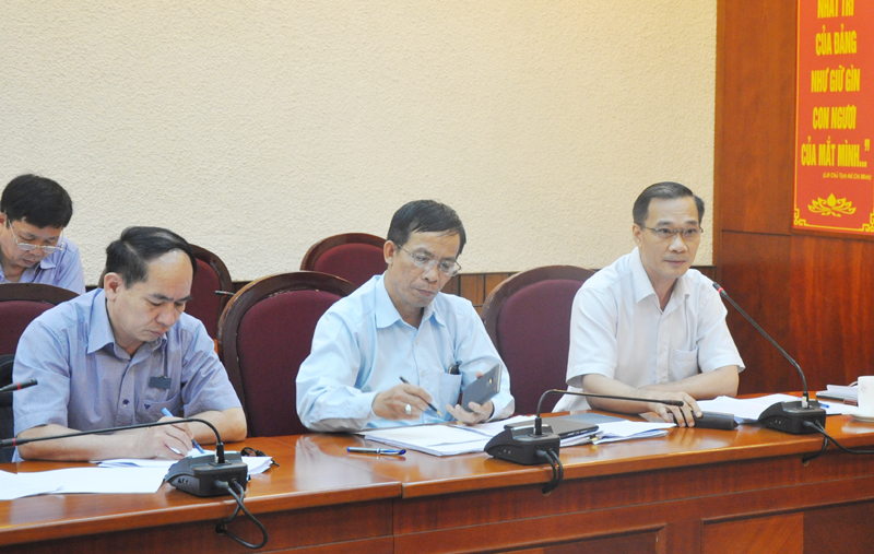 Đồng chí Vũ Hồng Thanh, Ủy viên T.Ư Đảng, Phó Bí thư Tỉnh ủy tham gia ý kiến tại buổi làm việc