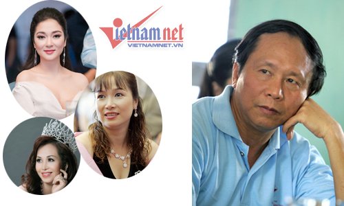 Nhà thơ Dương Xuân Nam và các hoa hậu: Nguyễn Thị Huyền, Bùi Bích Phương và Diệu Hoa.