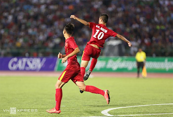 U16 Việt Nam tiếp tục bay cao tại giải vô địch U16 Đông Nam Á. Ảnh: Đức Đồng.