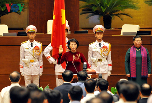 Chủ tịch Quốc hội Nguyễn Thị Kim Ngân tuyên thệ nhậm chức. Ảnh: Hoàng Long