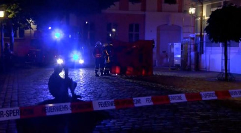 Hiện trường vụ nổ ở tại thị trấn Ansbach ở thành phố Nuremberg, miền Nam nước Đức. (ảnh: ReutersTV).