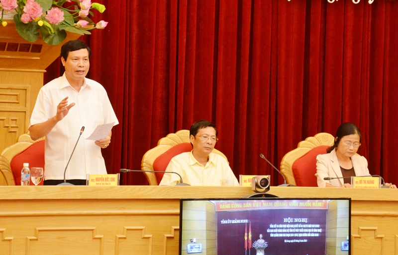 Đồng chí Nguyễn Đức Long, Phó Bí thư Tỉnh ủy, Chủ tịch UBND tỉnh tham gia ý kiến tại hội nghị.
