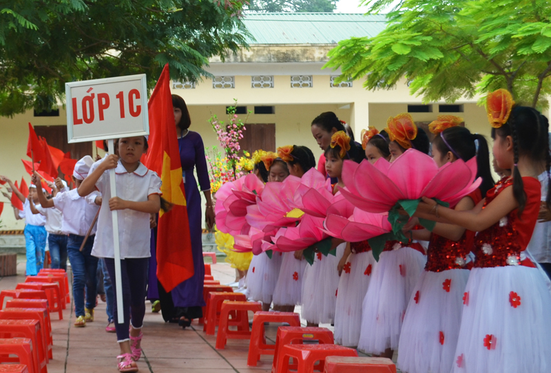 Năm học này Trường tiểu học Kim Đồng chào đón 80 học sinh bước vào lớp 1