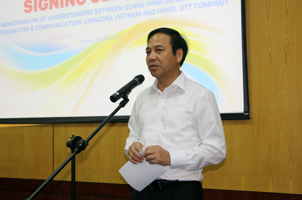Đồng chí Đặng Huy Hậu, Phó Chủ tịch Thường trực UBND tỉnh phát biểu tại lễ ký kết