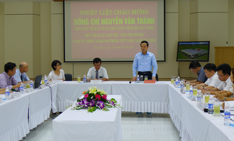 Đồng chí Nguyễn Văn Thành, Phó Chủ tịch UBND phát biểu tại buổi làm việc