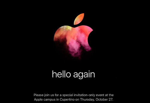 Thư mời đơn giản của Apple với thông điệp Hello Again gợi nhắc đến máy tính Mac.