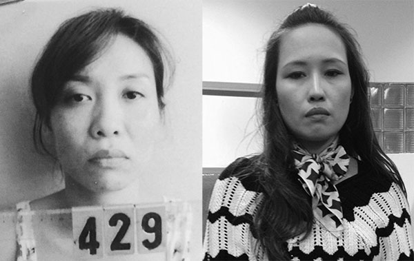 Đối tượng Vũ Thị Minh Thu khi bị bắt giữ (ảnh trái) và nữ quái Trần Thị Lan mặc dù phẫu thuật thẩm mĩ thay đổi nhân dạng nhưng vẫn bị bắt.