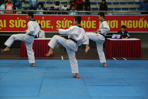 Màn thi  đấu biểu diễn quyền tại Giải Teakwondo trẻ tỉnh Quảng Ninh 2016