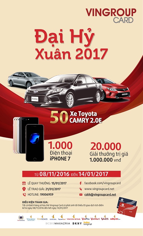 Cơ cấu giải thưởng có 50 xe Toyota Camri E2.0 và 1000 điện thoại iPhone 7.jpg