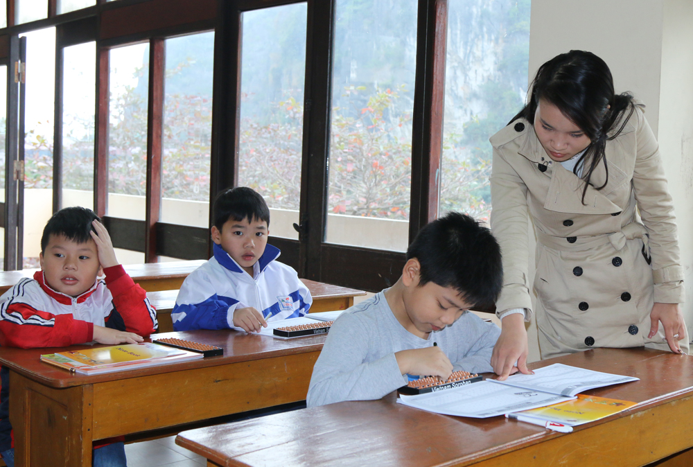 Các em thiếu nhi tham gia học tại Trung tâm Soroban Hạ Long.