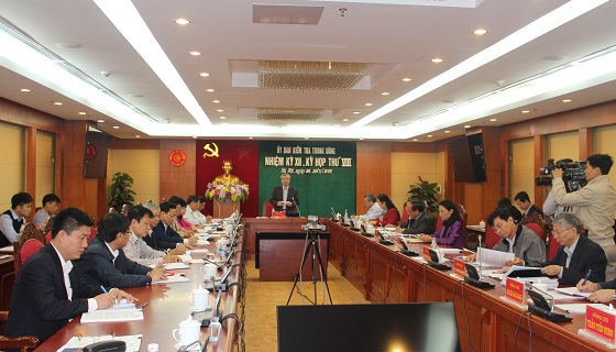 Kỳ họp thứ 8 Ủy ban Kiểm tra Trung ương đã đề nghị Ban Bí thư Trung ương Đảng kỷ luật nhiều cán bộ có sai phạm liên quan đến vụ Trịnh Xuân Thanh. (Ảnh: ubkttw.vn)