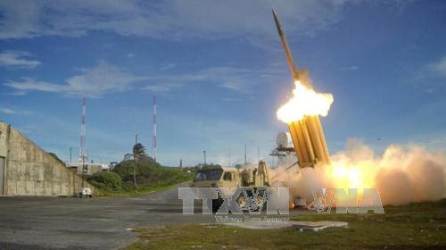 Tên lửa đánh chặn được phóng từ bệ phóng thuộc một bộ phận của hệ thống THAAD. Ảnh: Reuters/TTXVN