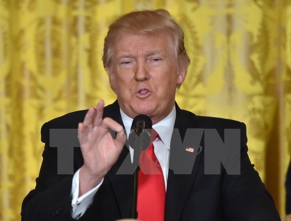 Tổng thống Mỹ Donald Trump trong cuộc họp báo ở Washington, DC ngày 16/2. (Nguồn: AFP/TTXVN)