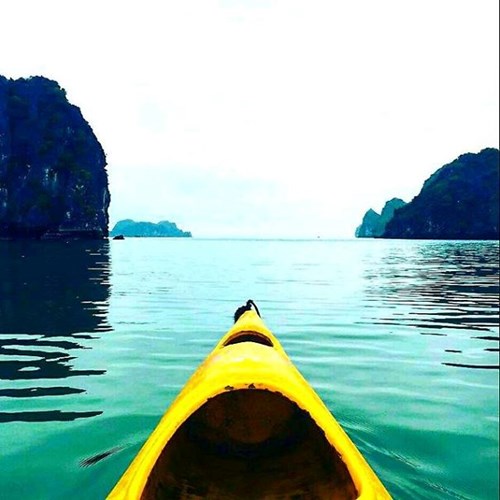  Ngoài ra, anh chàng còn tới vịnh Hạ Long thăm quan. Ảnh: Anh chèo thuyền kayak để ngắm cảnh thiên nhiên đẹp ở Hạ Long, một địa điểm du lịch nối tiếng ở Việt Nam. Ảnh BO 