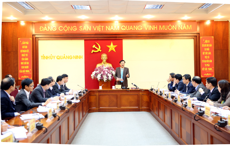 Đồng chí Nguyễn Văn Đọc, Bí thư Tỉnh ủy, Chủ tịch HĐND tỉnh giao ban tháng 2 với Bí thư cấp huyện.