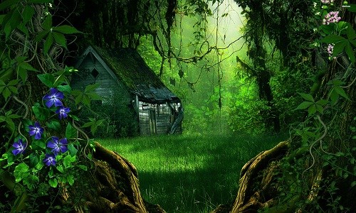  Ngôi nhà trong rừng nằm trên thảm cỏ xanh mướt đẹp như trong cổ tích. Ảnh: Mywallpaperstore. 
