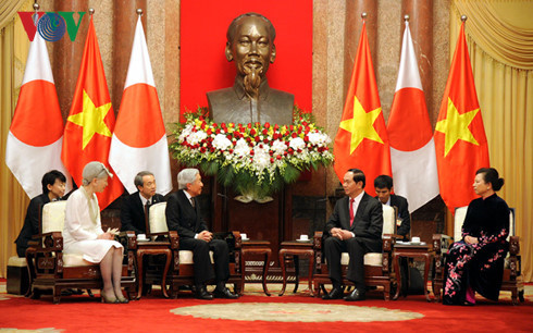 Chủ tịch nước Trần Đại Quang và Phu nhân hội kiến với Nhà vua và Hoàng hậu Nhật Bản.