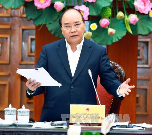 Thủ tướng Nguyễn Xuân Phúc phát biểu tại buổi làm việc. Ảnh: Thống Nhất/TTXVN