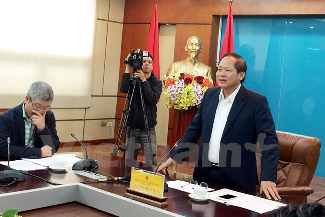 Bộ trưởng Trương Minh Tuấn cho biết, trên mạng có những thông tin sai lệch về sức khỏe của ông. (Ảnh: T.H/Vietnam+)