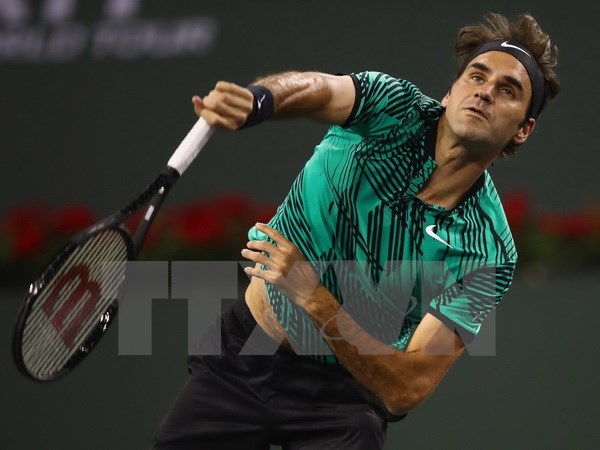 Federer thi đấu tại giải BNP Paribas Open tại Indian Wells, Mỹ, ngày 12/3. (Nguồn: AFP/TTXVN)