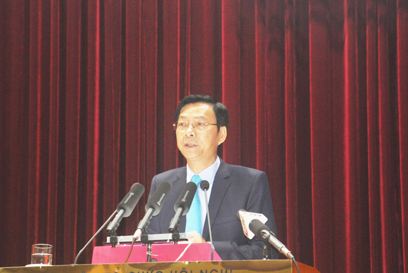 Đồng chí Nguyễn Văn Đọc, Bí thư Tỉnh ủy, Chủ tịch HĐND tỉnh phát biểu tại hội nghị.