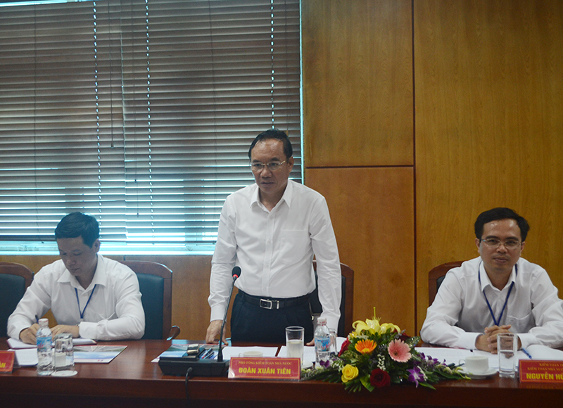 Đồng chí Đoàn Xuân Tiên, Phó tổng Kiểm toán Nhà nước phát biểu kêt luận tại hội nghị