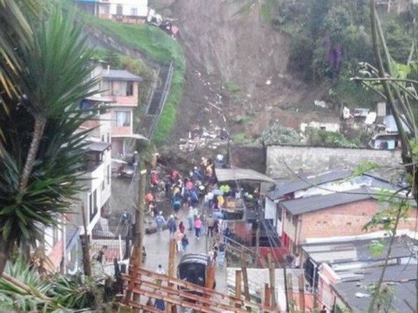 Hiện trường vụ lở đất ở Colombia. (Nguồn: BBC)