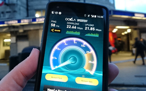 Thử nghiệm tốc độ 4G của Three tại Anh năm 2014 (Ảnh: Jmcomms)