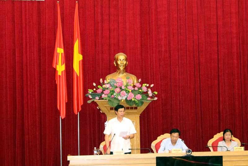 Đồng chí Nguyễn Đức Long, Phó Bí thư Tỉnh ủy, Chủ tịch UBND tỉnh phát biểu tại buổi làm việc. 
