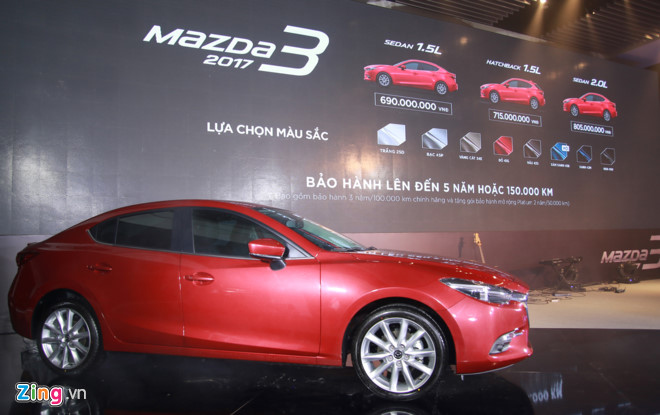 Mazda 3 2017 có giá bán từ 690 triệu đồng ở Việt Nam.
