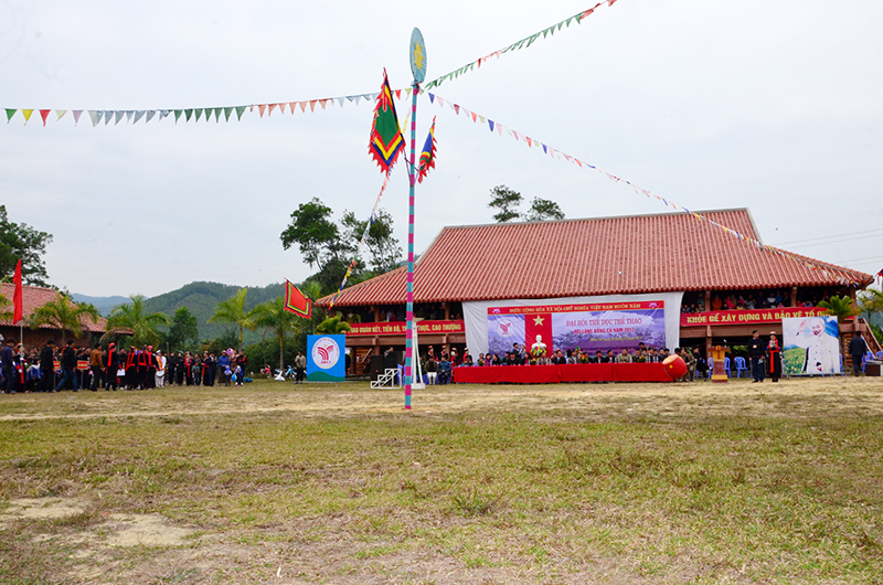 Không gian Khu Bảo tồn văn hoá người Dao Thanh Y ở Bằng Cả trong ngày hội lớn nhất vào dịp đầu năm.