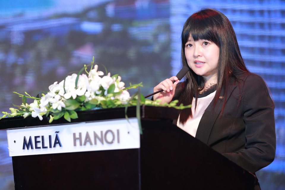 Bà Lew Yen Ping - Tổng quản lý của The Ascott Limited tại Việt Nam tới tham dự và phát biểu tại sự kiện