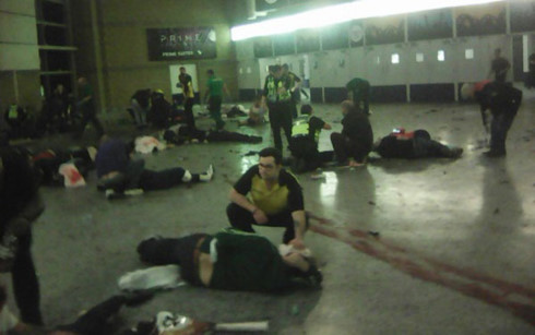 Bên trong nhà thi đấu Manchester, nơi vụ nổ xảy ra. Ảnh: AP