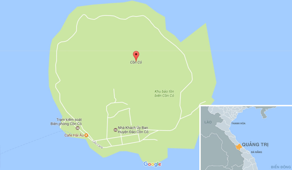 Vị trí và bản đồ trên đảo Cồn Cỏ.