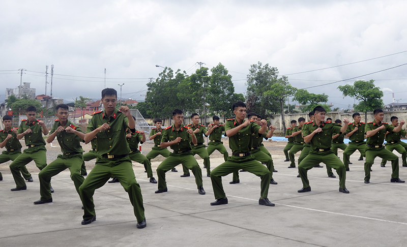 Các chiến sĩ thực hành một số nội dung trong khóa huấn luyện.