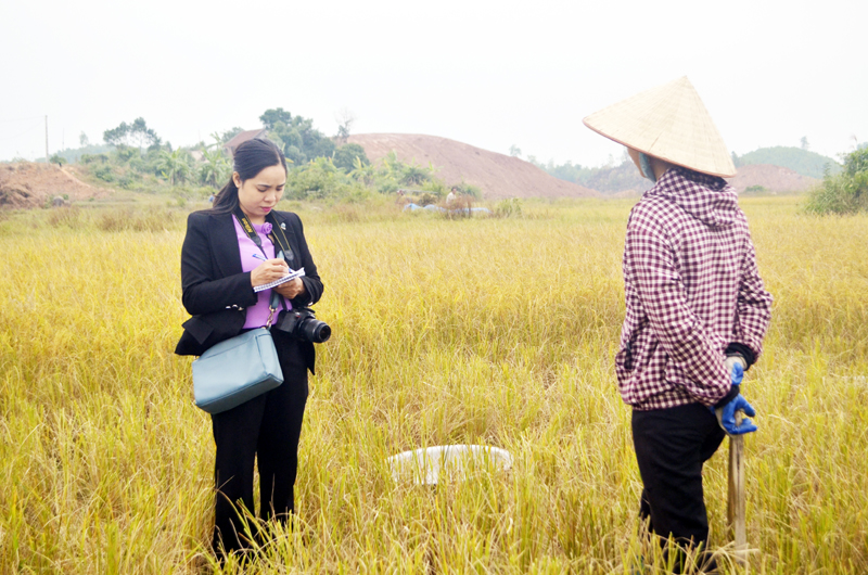Phóng viên Báo Quảng Ninh phỏng vấn người dân thôn Giữa, xã Đoàn Kết, huyện Vân Đồn để thực hiện phóng sự “Vì những mùa vàng cho mai sau”, vào ngày 4-11-2015.