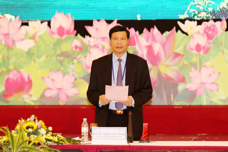Chủ tịch UBND tỉnh Nguyễn Đức Long phát biểu chào mừng đại biểu về dự Đối thoại.