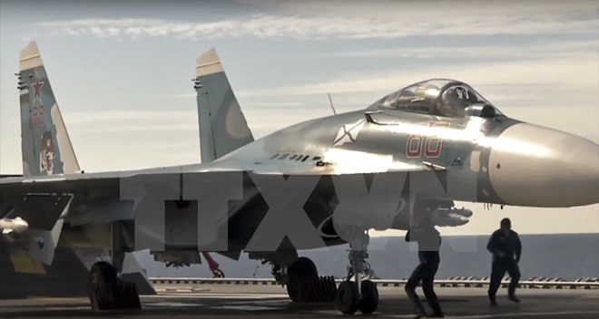 Máy bay chiến đấu Su-33 của Nga. (Nguồn: AP/TTXVN)