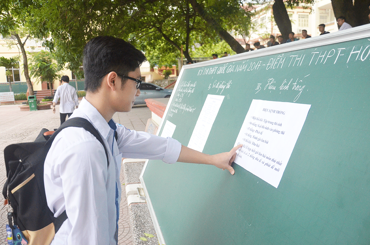 Thí sinh điểm thi THPT Hòn Gai (TP Hạ Long) xem danh sách phòng thi