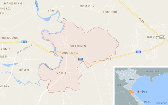 Xã Việt Xuyên, huyện Thạch Hà (Hà Tĩnh), nơi xảy ra vụ việc. Ảnh: Google Maps.